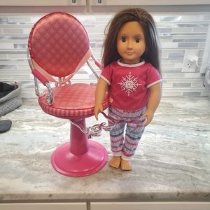Our Generation Pink/red  Sitting Pretty Salon Chair with 18" High with Our Gener